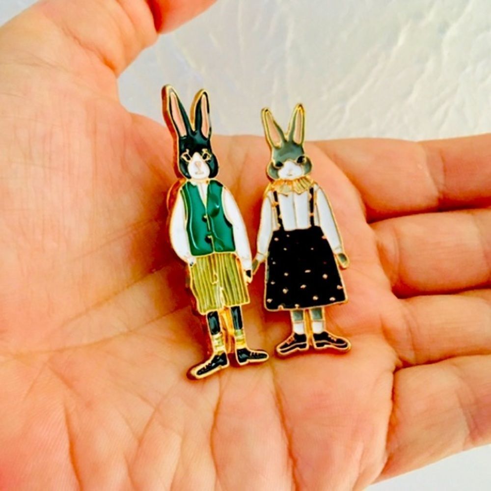 Enamel Rabbit 🐰 Brooches Pin Set - Picture 5 of 11